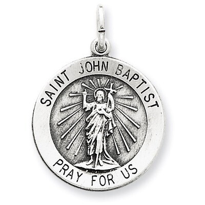 Saint John the Baptist Medal Antiqued Sterling Silver QC5734, MPN: QC5734, 191101183935