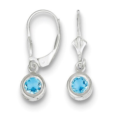 5mm Round Blue Topaz Leverback Earrings Sterling Silver QE2040BT, MPN: QE2040BT, 883957226941