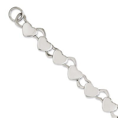 Polished Hearts 8.5 Inch Toggle Bracelet Stainless Steel SRB1138-8.5