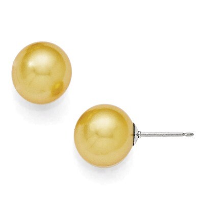 10-11Mm Round Yellow Shell Bead Stud Earrings Sterling Silver QMJE10Y, MPN: QMJE10Y, 886774293707