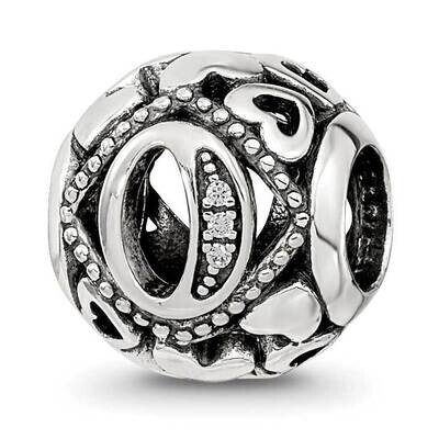 CZ Letter O Bead Sterling Silver QRS4108, MPN: QRS4108,