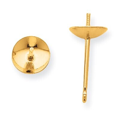 6.0mm Pearl Cup Earring Post Mounting 14k Yellow Gold YG2657, MPN: YG2657,