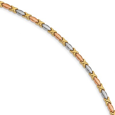 Leslie&#39;s White &amp; Rose Gold Plating Polished &amp; Brushed X Bracelet 7.25 Inch 14k Gold HB-LF939-7.25, …