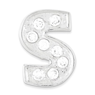 CZ Initial S Charm Sterling Silver QC6527S