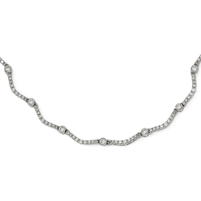 Fancy CZ 18.5 Inch Necklace Sterling Silver QCM1308-18.5