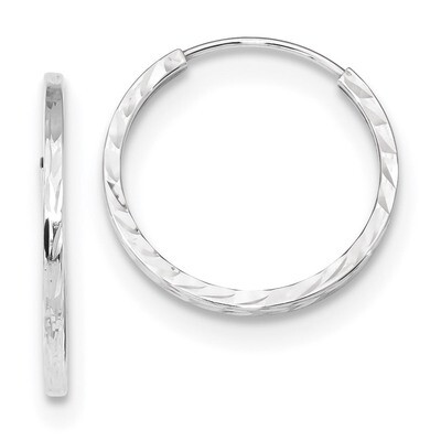 Diamond -cut Square Tube Endless Hoop Earrings 14k white Gold TF995W, MPN: TF995W, 191101147043
