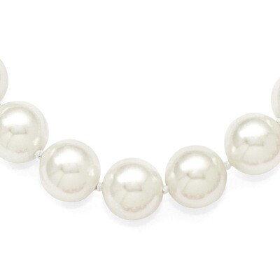 12-13Mm White Shell Bead Necklace Sterling Silver QMJN12W-18, MPN: QMJN12W-18, 886774294360