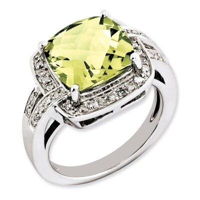 Lemon Quartz &amp; Diamond Ring Sterling Silver QR3316LQ, MPN: QR3316LQ, 883957678061