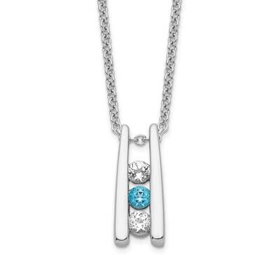Survivor Collection Clear &amp; Blue Swarovski Topaz Grateful Necklace 10k White Gold 10SV228WB-16, MPN…