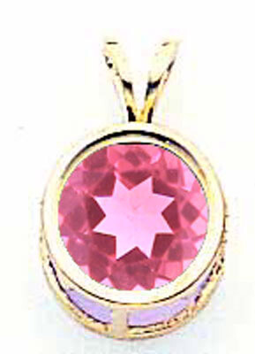 8mm Pink Tourmaline Bezel Pendant 14k Gold XP303PT, MPN: XP303PT, 883957205342