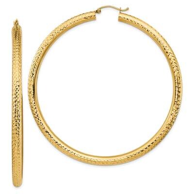 Diamond-Cut 4X70mm Lightweight Round Tube Hoop Earrings 14k Gold TC1020, MPN: TC1020, 883957902258