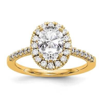 Oval Halo Engagement Lab Grown Diamond Si1/Si2, G H I, Semi-Mount Ring 14k Gold RM2058E-150-7YLG, M…
