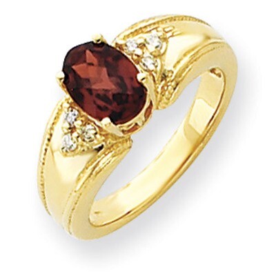 8x6mm Oval Garnet Diamond ring 14k Gold Y4452GA/AA, MPN: Y4452GA/AA, 883957388243