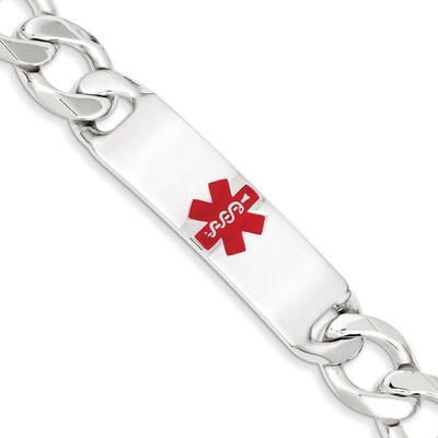 8.5 Inch Medical Figaro Anchor Link ID Bracelet Sterling Silver Polished XSM177-8.5, MPN: XSM177-8.…