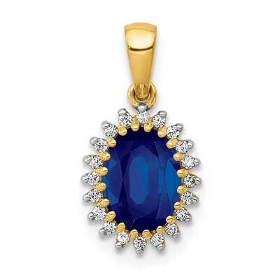 Oval 1.30 Sapphire Pendant 14k Gold Diamond PM5287-SA-010-YA, MPN: PM5287-SA-010-YA, 883957342375