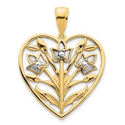 White Rhodium Fancy Heart Pendant 14k Gold D5038, MPN: D5038,