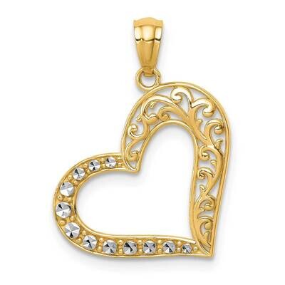Diamond-cut Sideways Heart Pendant 14k White Gold Rhodium C4665, MPN: C4665, 883957998251