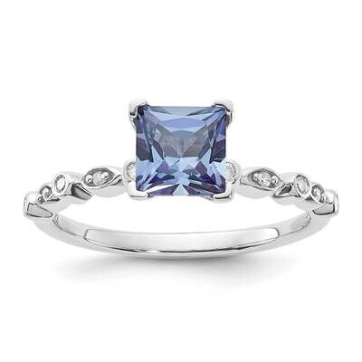Sterling Silver Polished 6mm Cr Alexandrite and Diamond Ring RM3576-CA-SSAS43-7