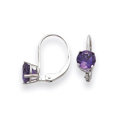 6mm Amethyst Leverback Earrings 14k White Gold XLB112WAM, MPN: XLB112WAM, 883957119847