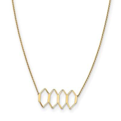 Fancy Shapes with 2 In Extender Necklace 18 Inch 14k Gold Polished SF2865-16, MPN: SF2865-16, 88395…