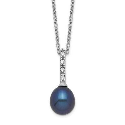 7-8mm Black Fwc Pearl Cz Necklace Sterling Silver Rhodium-plated QH5491-17, MPN: QH5491-17, 8839576…