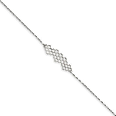 Honeycomb 7 Inch with 1 Inch Extender Bracelet Stainless Steel Polished SRB2536-7 by Chisel, MPN: S…