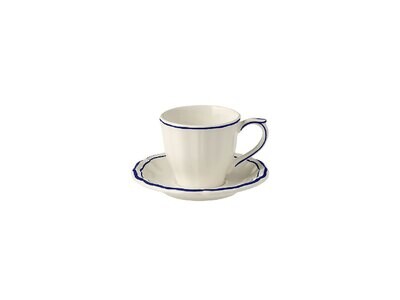 Gien Filet Cobalt Us Tea Cups &amp; Saucers Set of 2 15412PTU49, MPN: 15412PTU49, 3660838021300