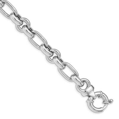 Polished Link Bracelet Sterling Silver Rhodium Plated QG4816-7.75, MPN: QG4816-7.75,