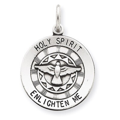 Holy Spirit Medal Sterling Silver Antiqued QC5907, MPN: QC5907, 191101184413