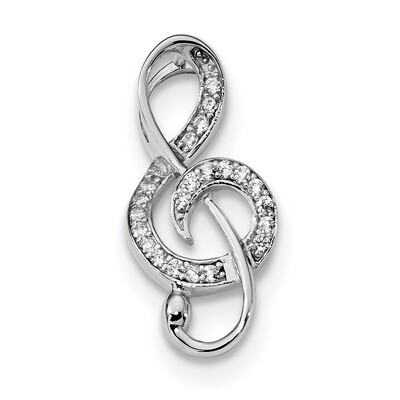 CZ Diamond Treble Clef Slide Sterling Silver Rhodium-plated QC9297, MPN: QC9297, 886774117461