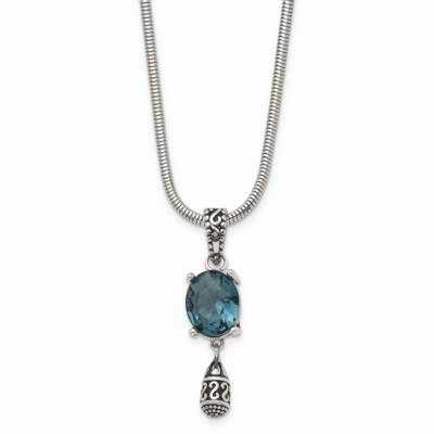 Antiqued Blue Glass 2 in Extension Necklace Stainless Steel Polished SRN1508-18.5 by Chisel, MPN: S…