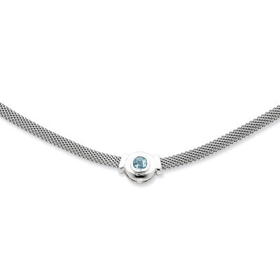 16 Inch Blue Topaz &amp; Mesh Fancy Necklace Sterling Silver QG940-16, MPN: QG940-16, 191101276392