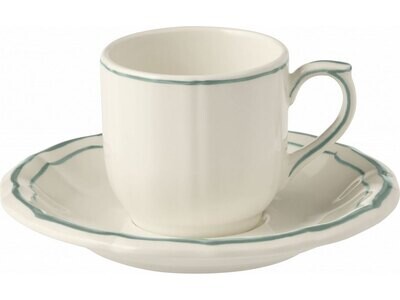 Gien Filet Earth Grey Espresso Cups &amp; Saucers Set of 2 18362PTC26, MPN: 18362PTC26, 840769021317