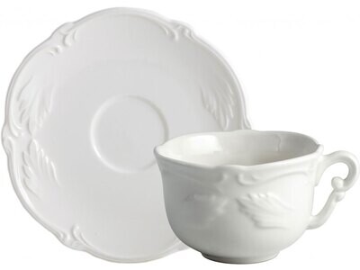 Gien Rocaille White Breakfast Cups &amp; Saucers 18002PTA14, MPN: 18002PTA14, 840769049359