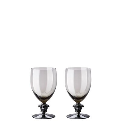 Versace Medusa Lumiere 2 Short Stem Haze Red Wine Set of Two 6 1/2 Inch, MPN: 69129-321392-48802, 7…