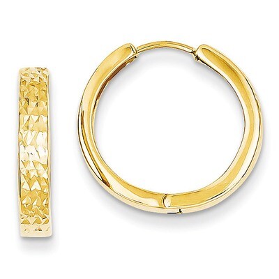 Hinged Hoop Earrings 14k Gold Diamond-cut Y7928, MPN: Y7928, 886774563619