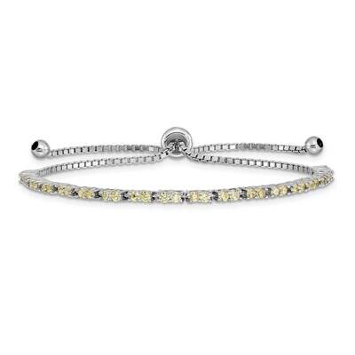 November Birthstone Yellow CZ Diamond Adj Bracelet Sterling Silver Rhodium-plated QG4757NOV, MPN: Q…
