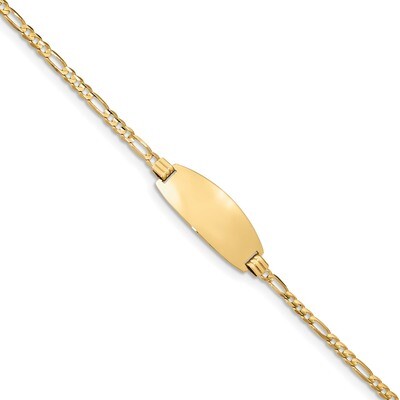 7 Inch Oval ID Figaro Bracelet 14k Gold LID87-7, MPN: LID87-7, 883957590813
