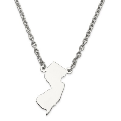 New Jersey State Pendant Necklace with Chain Sterling Silver Engravable XNA706SS-NJ, MPN: XNA706SS-…