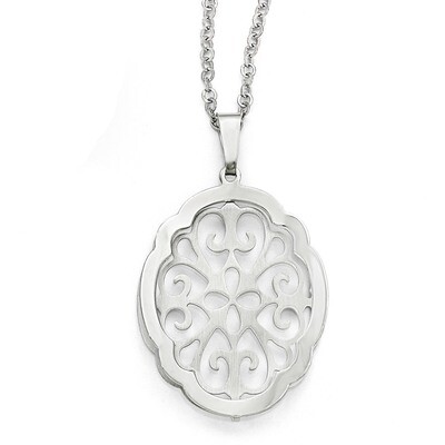 Rhodium Plated Polished Necklace Sterling Silver QLF460-18