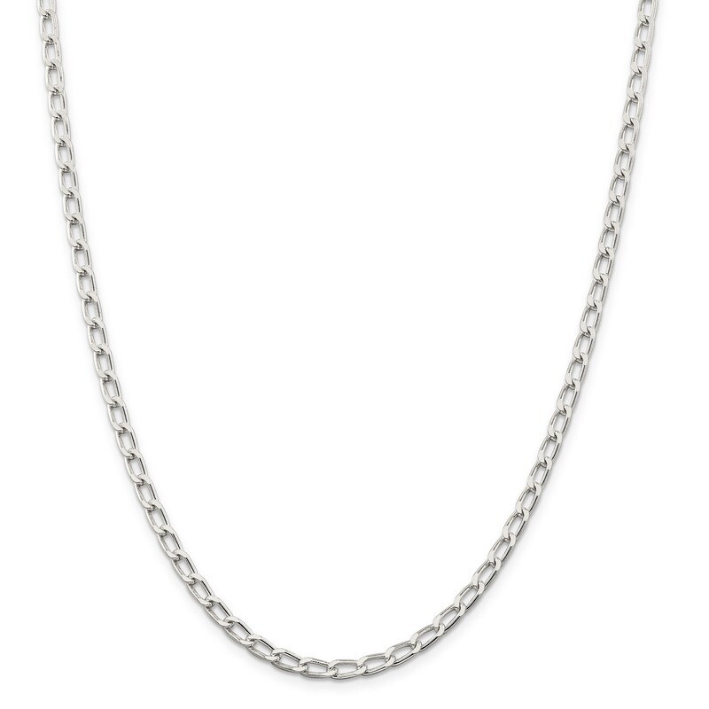 4.3mm Open Link Chain 8 Inch - Sterling Silver Rhodium Plated QLL120R-8