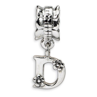 Letter D Dangle Bead - Sterling Silver QRS1400D, MPN: QRS1400D, 883957303635