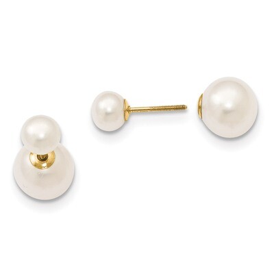 6-7Mm &amp; 9-10Mm White Round Freshwater Cultured Pearl Screw On Earrings 14k Gold XF591EWW, MPN: XF59…