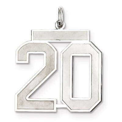 Pendant Number 20 Satin Sterling Silver Large QPP20, MPN: QPP20, 191101281594