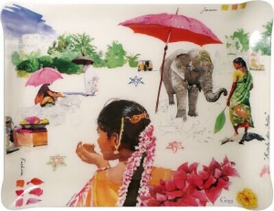 Gien Route Des Indes Acrylic Serving Tray Large 8009RIGMPL, MPN: 8009RIGMPL, 840769084954