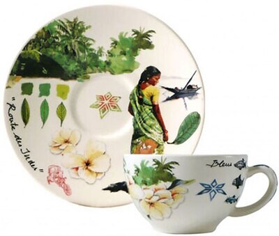 Gien Route Des Indes Tea Cups &amp; Saucers 17482PTH01, MPN: 17482PTH01, 840769084725