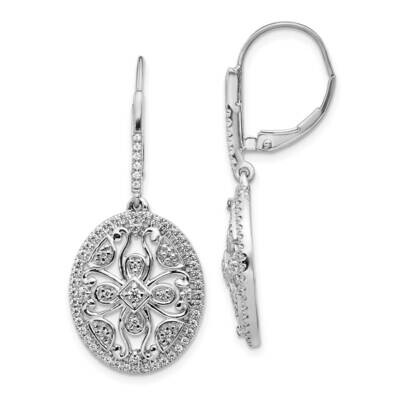 Fancy Leverback Earrings 14k White Gold Diamond EM3944-060-WA, MPN: EM3944-060-WA, 883957258812