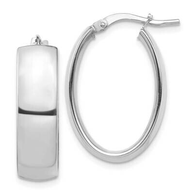 7mm Oval Hoop Earrings 14k White Gold High Polished TF1418W, MPN: TF1418W, 191101987465