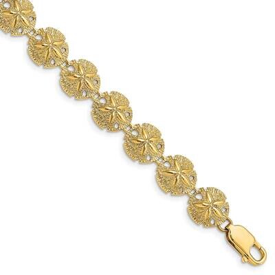 Sand Dollar Link Bracelet 14k Gold Polished &amp; Textured FB1862-7, MPN: FB1862-7, 883957812045