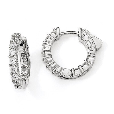 CZ In &amp; Out Hoop Earrings Sterling Silver Rhodium-plated QE12998, MPN: QE12998, 886774727318